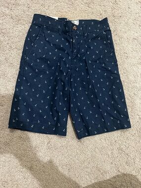Kids Free Planet Navy Anchor-Print Flat Front Shorts